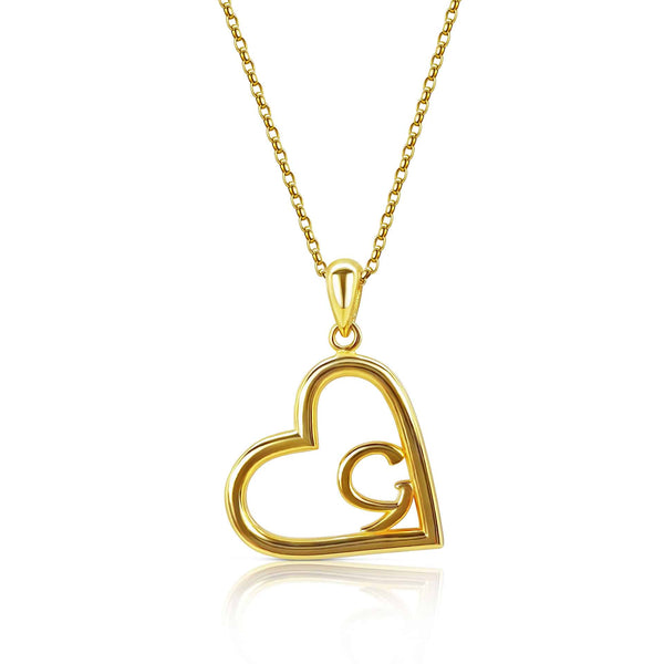 18ct Gold Plated Heart With Ancient Gaelic Script Necklace