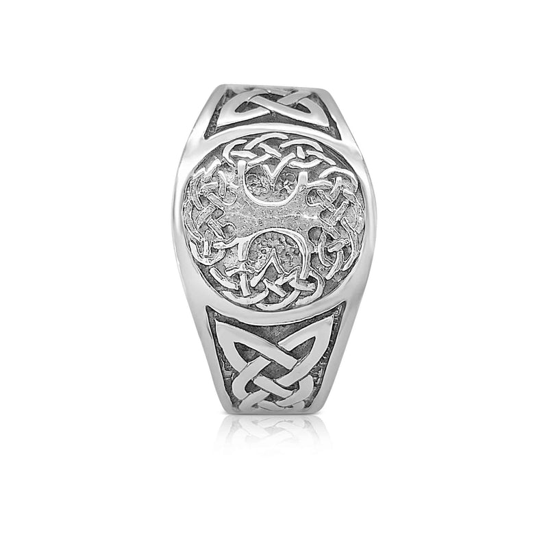 Sterling Silver Tree of Life Band with Celtic Knot