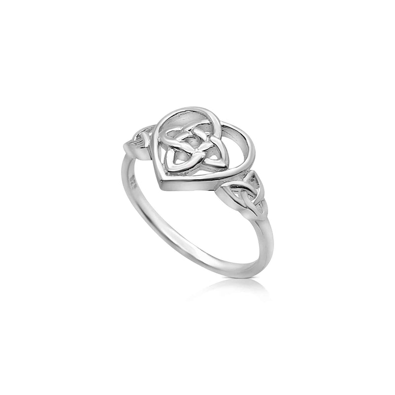 Sterling Silver Heart Ring with Celtic Knot