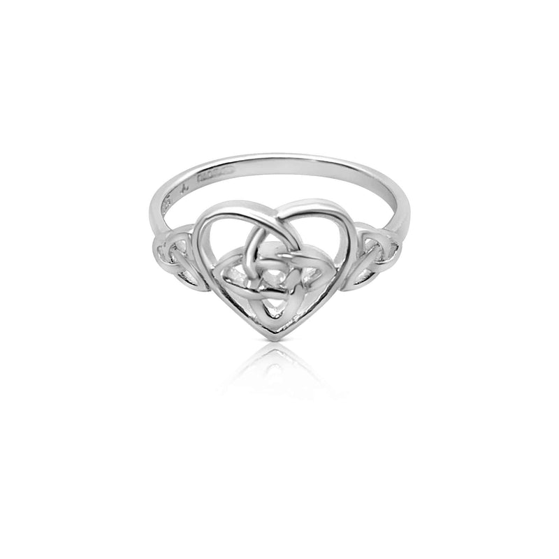 Sterling Silver Heart Ring with Celtic Knot