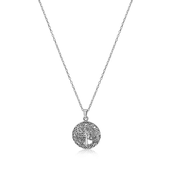 Sterling Silver Tree Of Life Pendant and Necklace