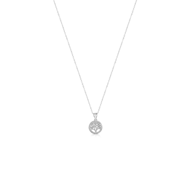 Sterling Silver Tree of Life Necklace with CZ