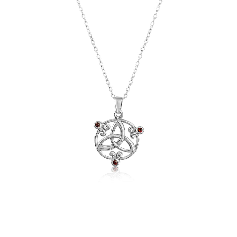 Sterling Silver Celtic Knot Pendant with Ruby CZ