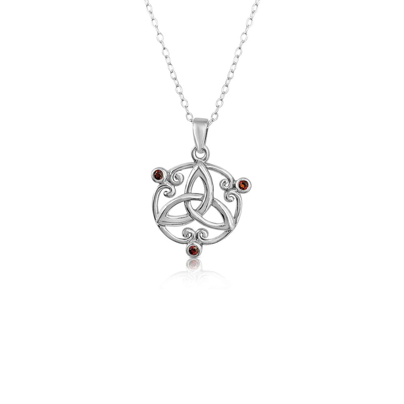 Sterling Silver Celtic Knot Pendant with Ruby CZ