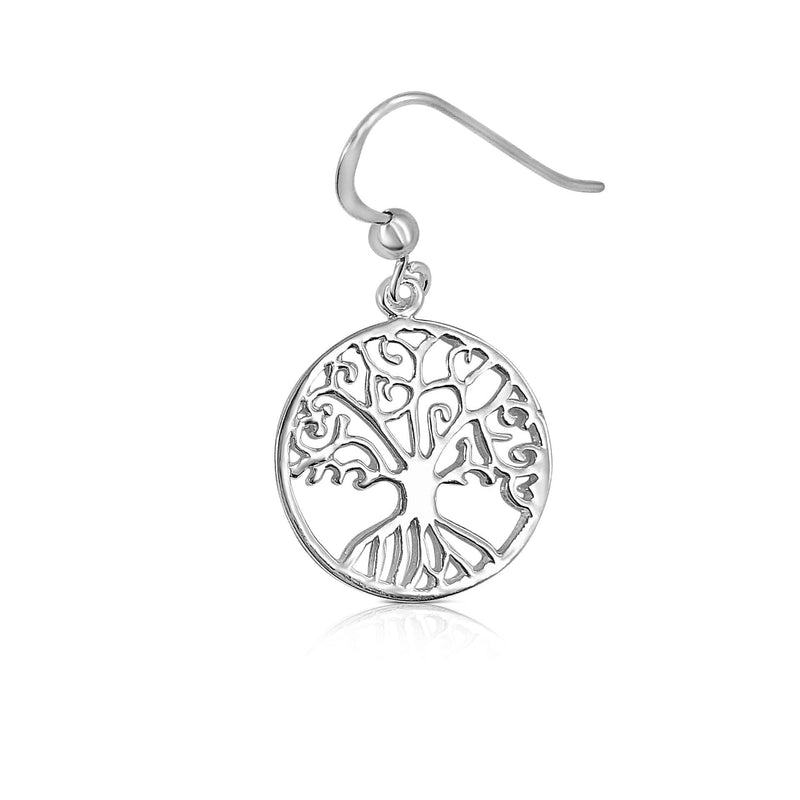 Sterling Silver Tree of Life Drop Earring 
