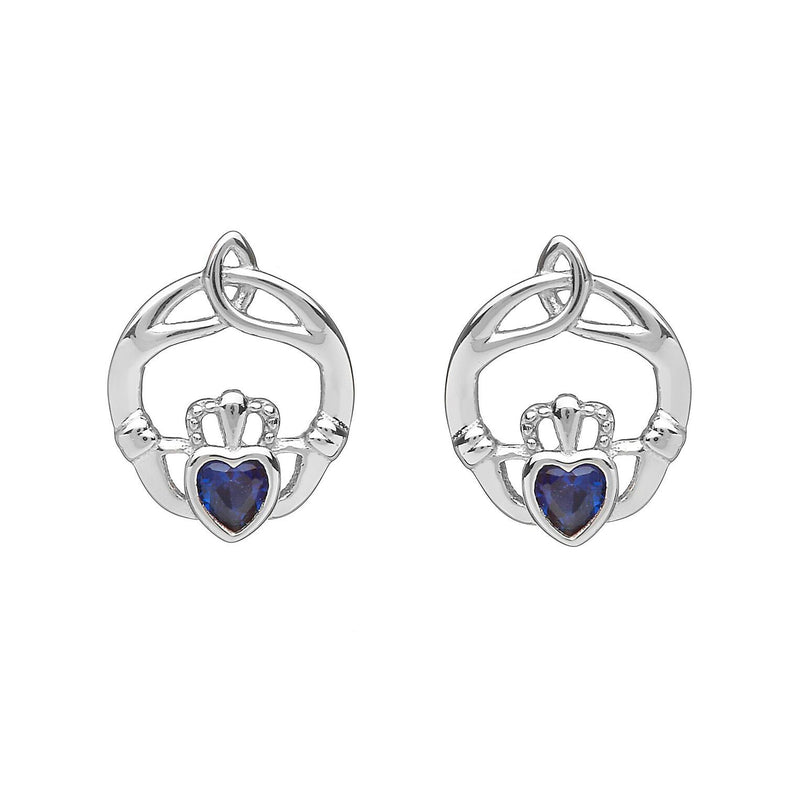 Sterling Silver Childrens Birthstone Stud Earrings September (Sapphire CZ)