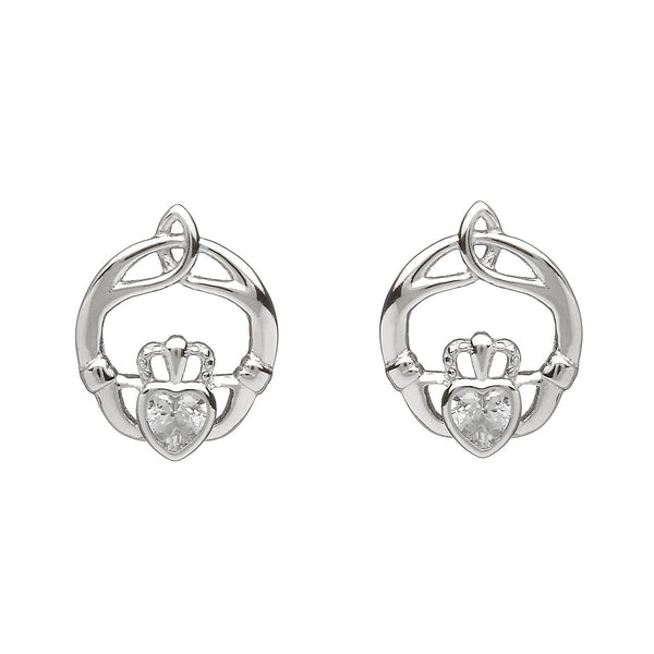 Sterling Silver Childrens Birthstone Stud Earrings April (CZ)